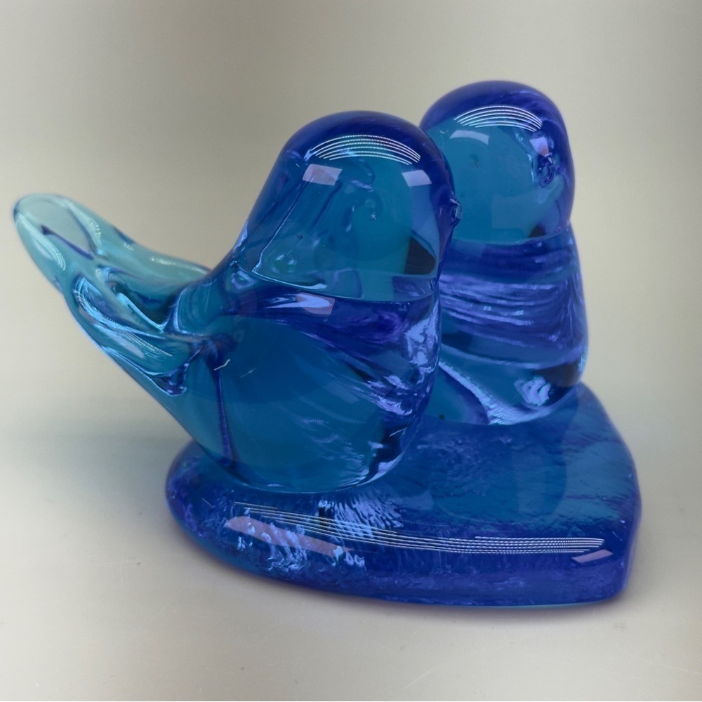 Handblown Signed Leo Ward 1994 
Cobalt Blue Bluebird of Happiness